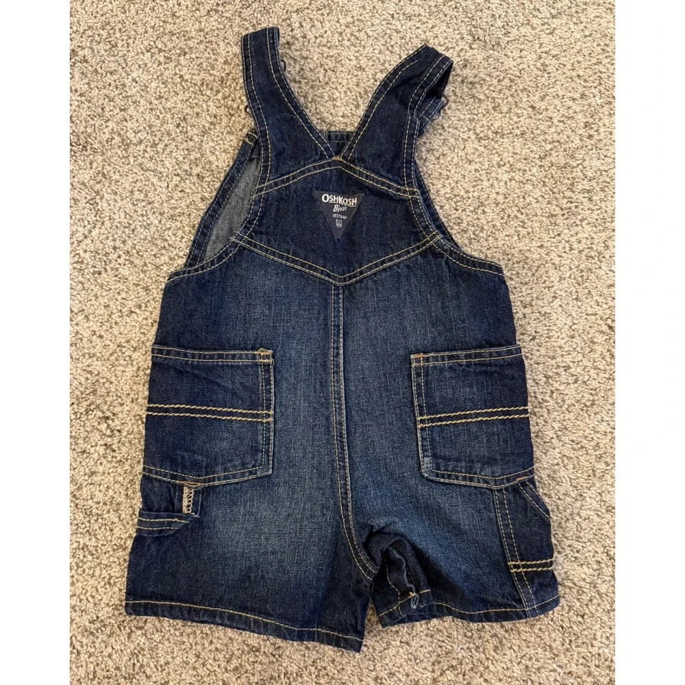 OshKosh B'Gosh Baby Toddler Kids Dark Wash Denim Shortalls Overalls 18M‎ Blue